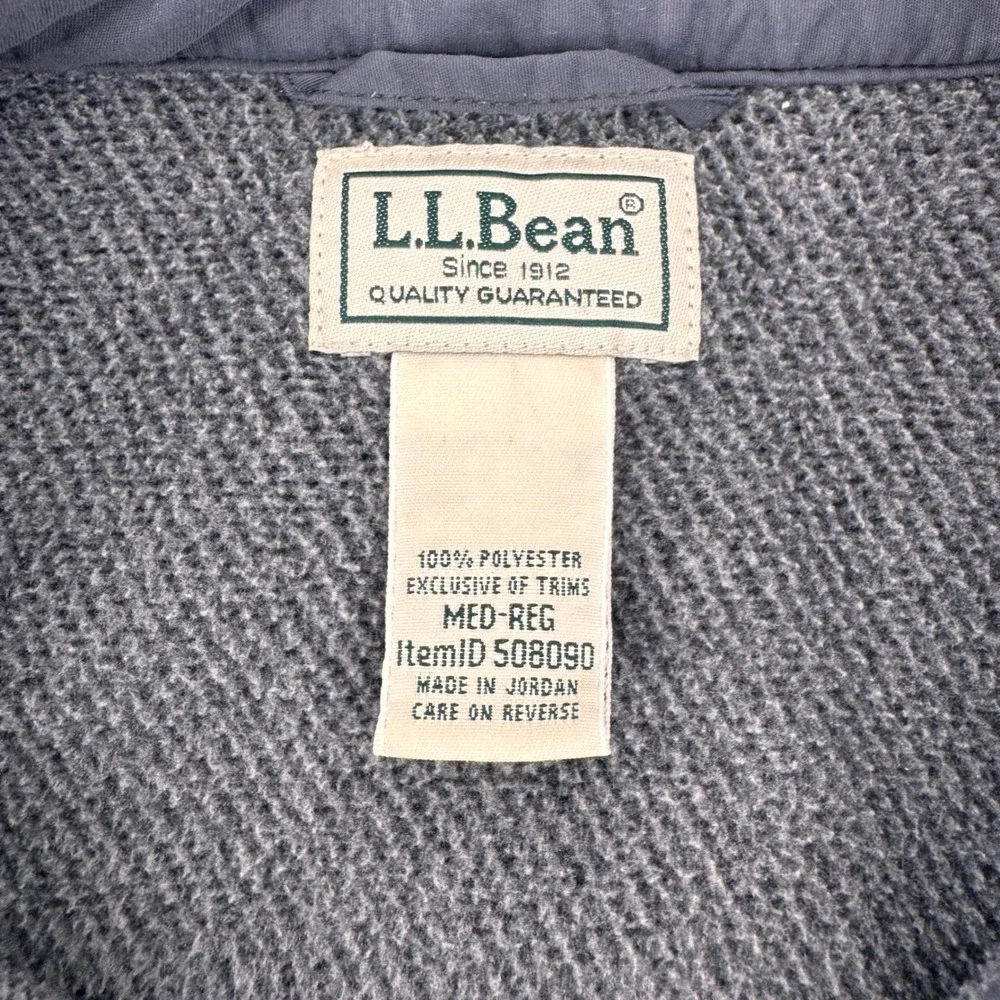 LL Bean Shirt Jacket Mens Medium Gray Fleece Elbow Patches Utility 508090